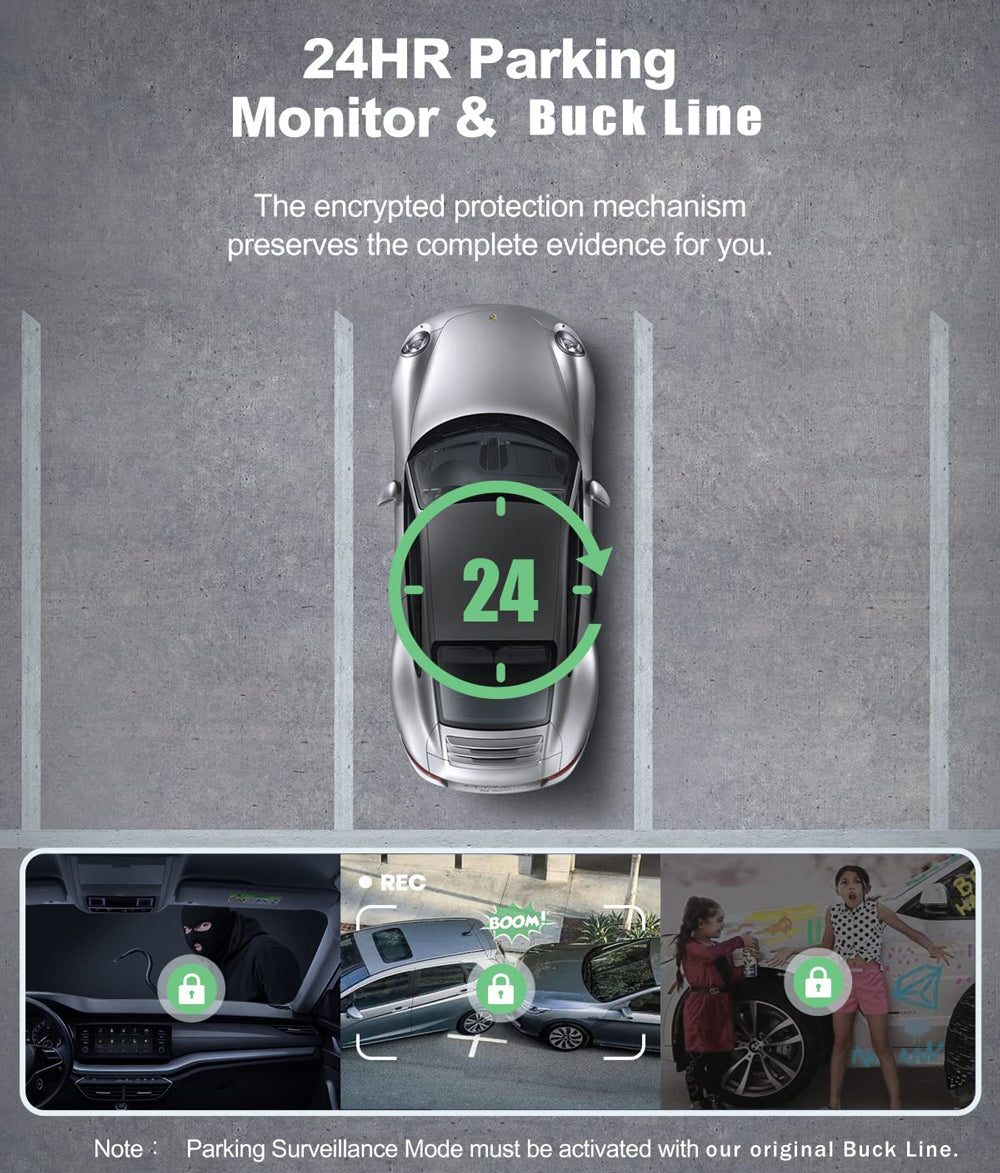 Three Way Dash Cam With 24 Hour Parking Monitor