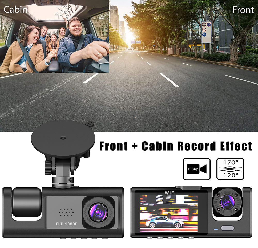 Three Way Dash Cam With 24 Hour Parking Monitor