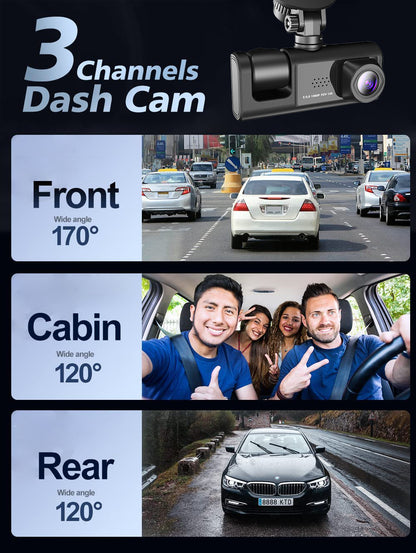 Three Way Dash Cam With 24 Hour Parking Monitor